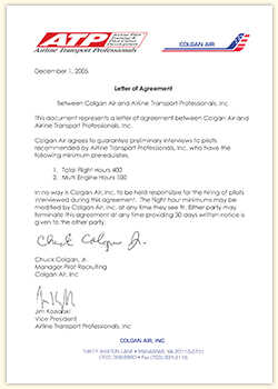 Letter from Colgan Airlines