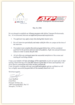 Letter from Pinnacle Airlines