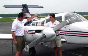 Students at Airline Transport Professionals work in pairs as they complete the five stages of the intensive 90-day Airline Career Pilot Program.