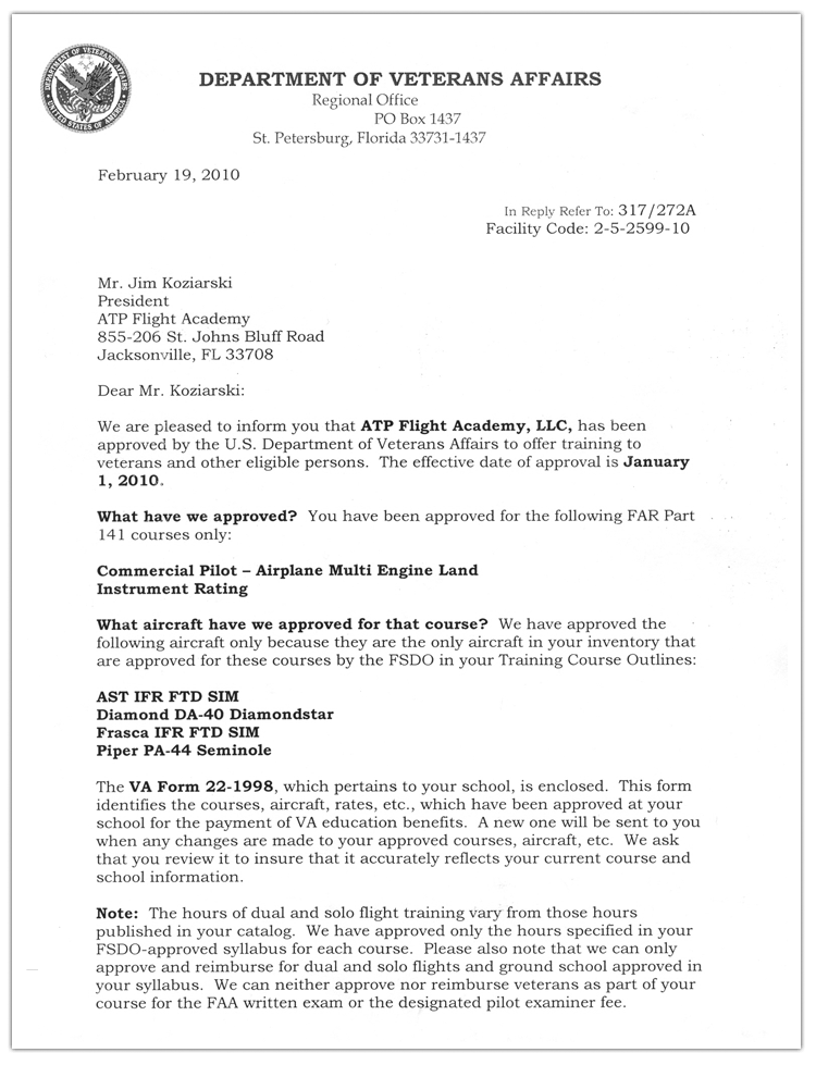 ATP's VA Letter of Authorization