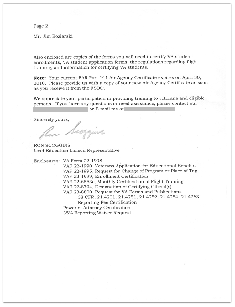 ATP's VA Letter of Authorization