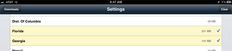 ForeFlight Chart Data Selection