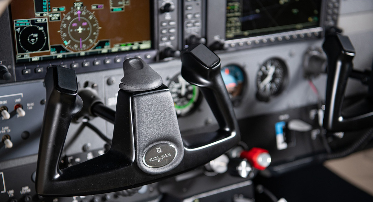 Flight simulator used in airline pilot training.